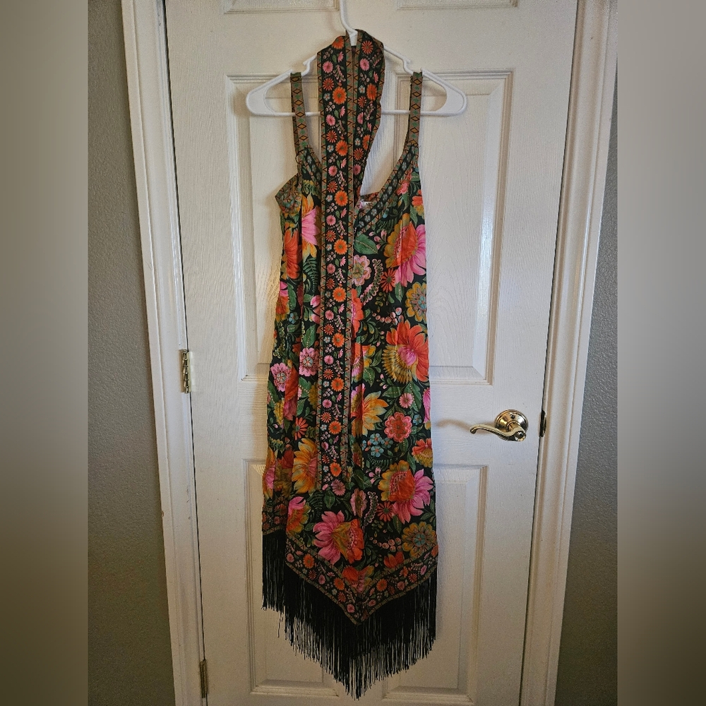 Floral Multicolor Dress with Fringe